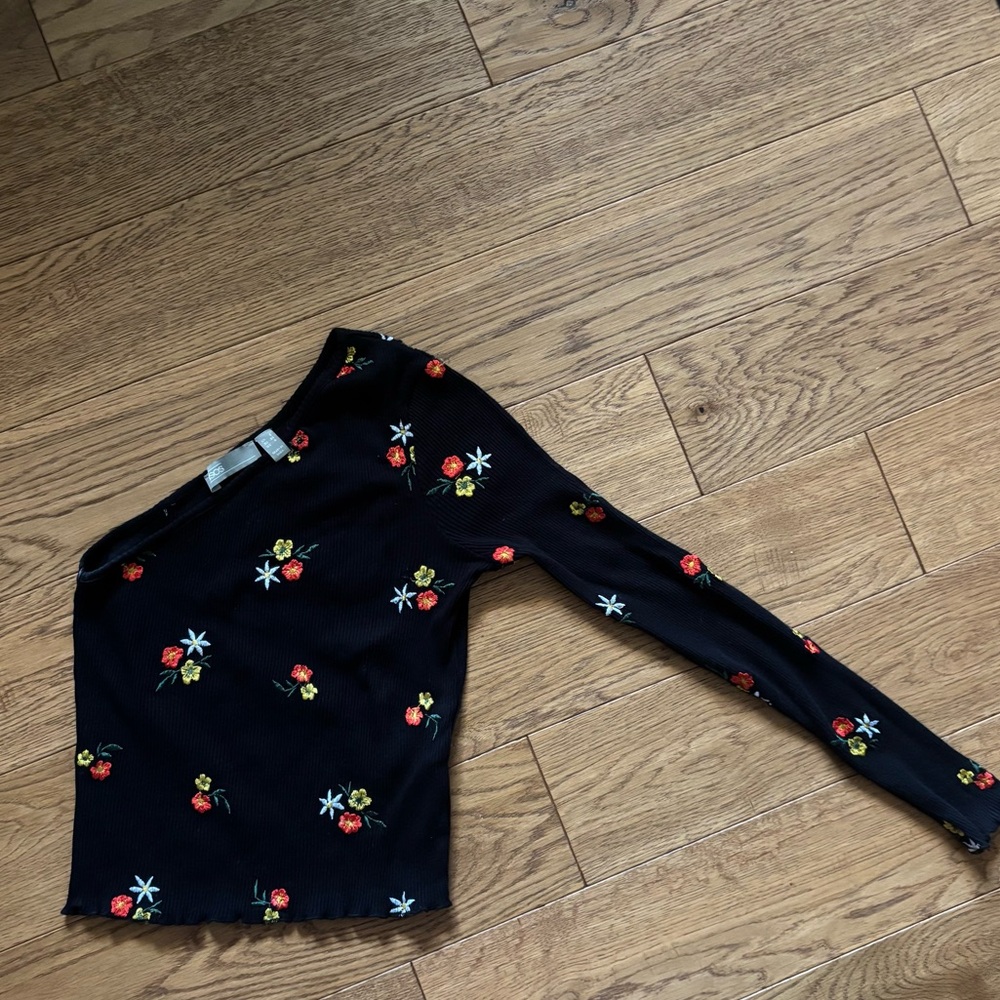 ASOS Black Top with Embroidered Detail